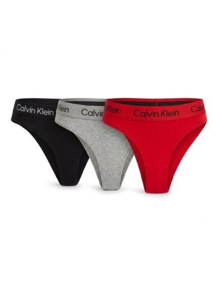 Pack de 3 calzones Calvin Klein negro, gris y rojo letras negras — M — fantasma frente