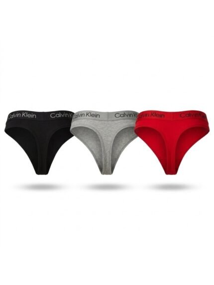 Pack de 3 calzones Calvin Klein negro, gris y rojo letras negras — M — fantasma espalda