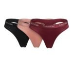 Pack de 3 calzones Calvin Klein negro, rosa y vino — M — fantasma frente