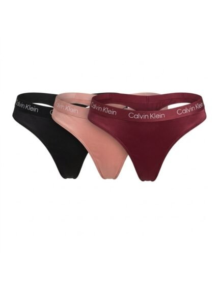 Pack de 3 calzones Calvin Klein negro, rosa y vino — M — fantasma frente