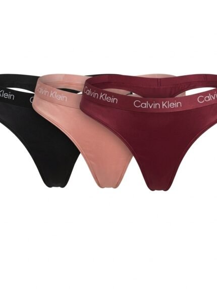 Pack de 3 calzones Calvin Klein negro, rosa y vino — M — fantasma frente