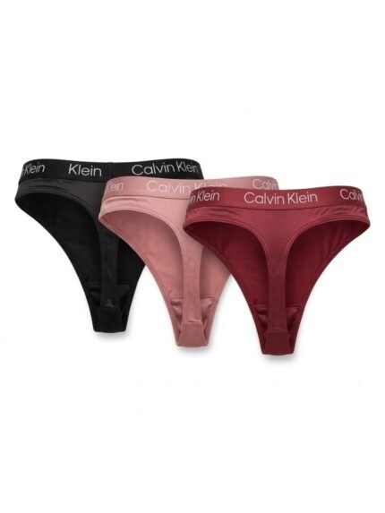 Pack de 3 calzones Calvin Klein negro, rosa y vino — M — fantasma espalda