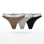 Pack de 3 calzones Calvin Klein negro, gris y animal print — M — fantasma frente