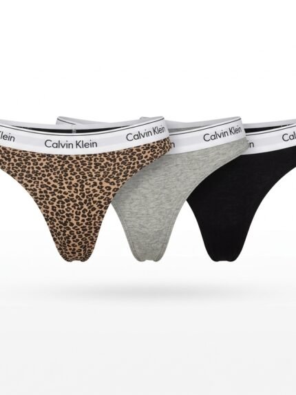 Pack de 3 calzones Calvin Klein negro, gris y animal print — M — fantasma frente