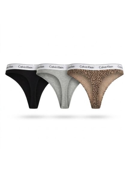 Pack de 3 calzones Calvin Klein negro, gris y animal print — M — fantasma espalda