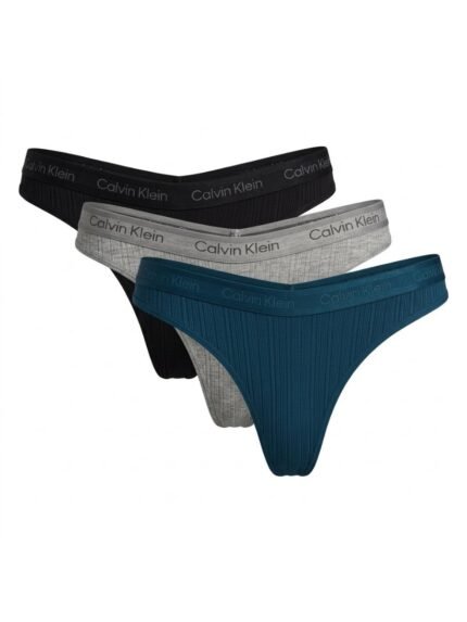 Pack de 3 calzones Calvin Klein acanalado negro, gris y azul — M — fantasma frente