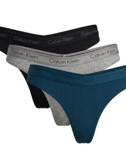 Pack de 3 calzones Calvin Klein acanalado negro, gris y azul — M — fantasma frente