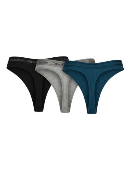 Pack de 3 calzones Calvin Klein acanalado negro, gris y azul — M — fantasma espalda