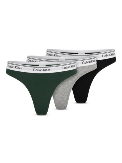 Pack de 3 calzones Calvin Klein negro, gris y verde cintura blanca — M — fantasma frente