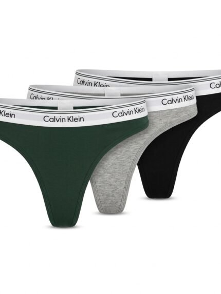 Pack de 3 calzones Calvin Klein negro, gris y verde cintura blanca — M — fantasma frente