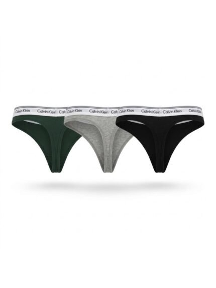Pack de 3 calzones Calvin Klein negro, gris y verde cintura blanca — M — fantasma espalda