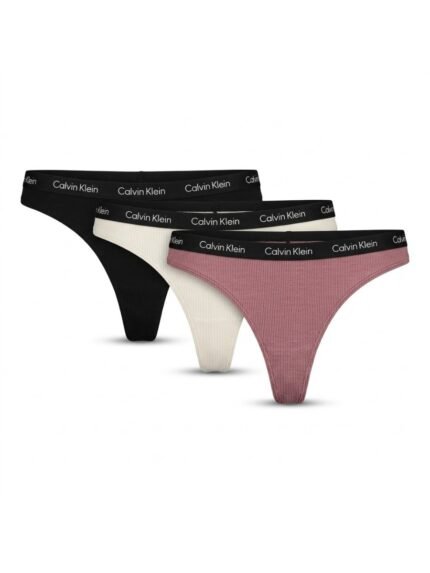 Pack de 3 calzones Calvin Klein acanalado negro, marfil y malva — M — fantasma frente
