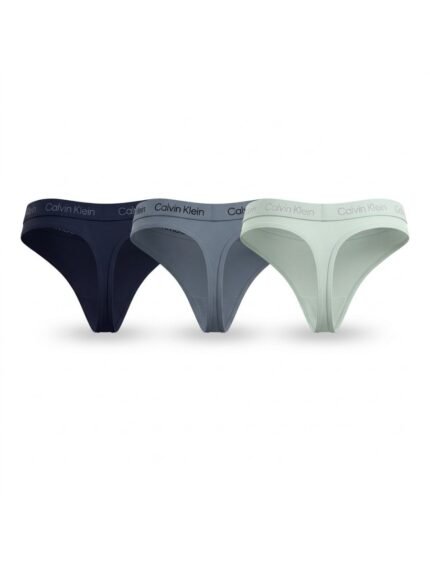 Pack de 3 calzones Calvin Klein azul marino, azul grisáceo y verde claro — M — fantasma espalda