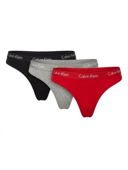 Pack de 3 calzones Calvin Klein negro, gris y rojo letras claras — M — fantasma frente