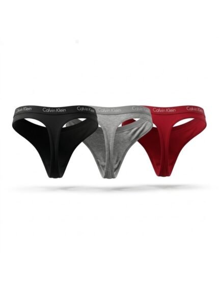 Pack de 3 calzones Calvin Klein negro, gris y rojo letras claras — M — fantasma espalda