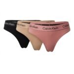 Pack de 3 calzones Calvin Klein negro, beige y rosa — M — fantasma frente