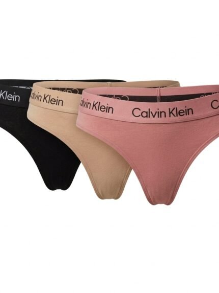 Pack de 3 calzones Calvin Klein negro, beige y rosa — M — fantasma frente