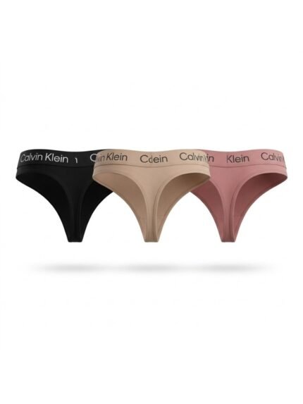 Pack de 3 calzones Calvin Klein negro, beige y rosa — M — fantasma espalda