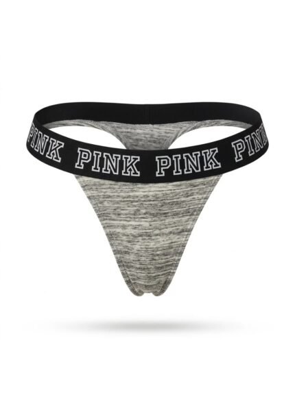 Calzón PINK gris jaspeado y cintura negra — M — fantasma frente