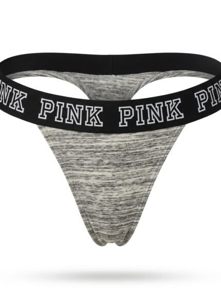 Calzón PINK gris jaspeado y cintura negra — M — fantasma frente