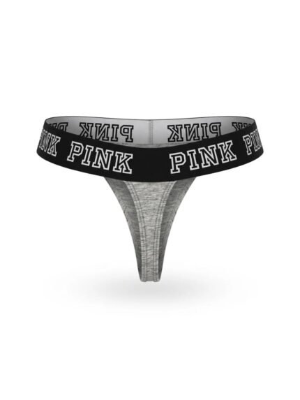 Calzón PINK gris jaspeado y cintura negra — M — fantasma espalda