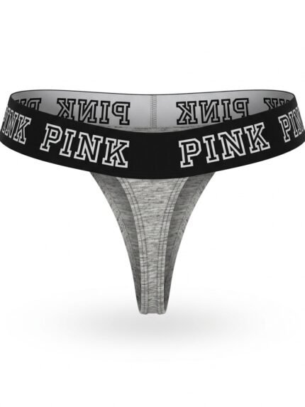 Calzón PINK gris jaspeado y cintura negra — M — fantasma espalda