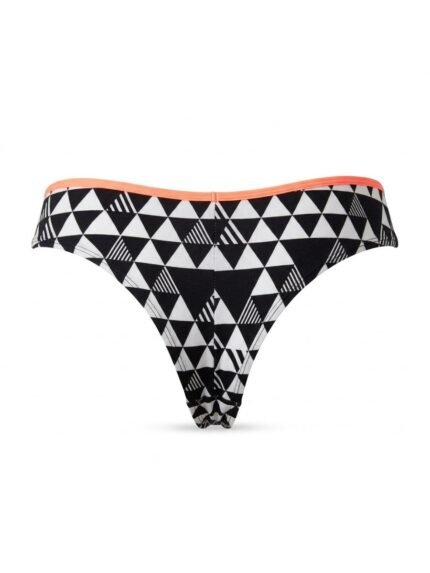 Calzón Geométrico blanco y negro con ribete naranja — M — fantasma espalda