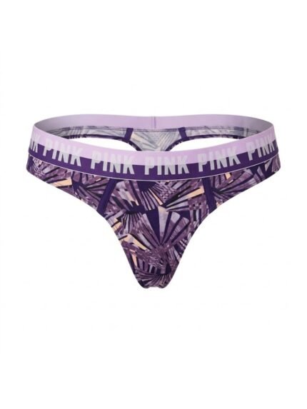 Calzón PINK estampado morado y cintura lila — M — fantasma frente