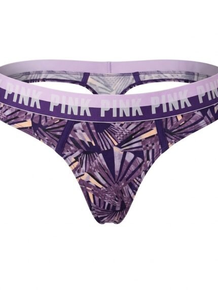 Calzón PINK estampado morado y cintura lila — M — fantasma frente