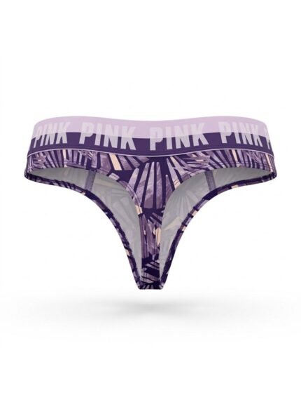 Calzón PINK estampado morado y cintura lila — M — fantasma espalda