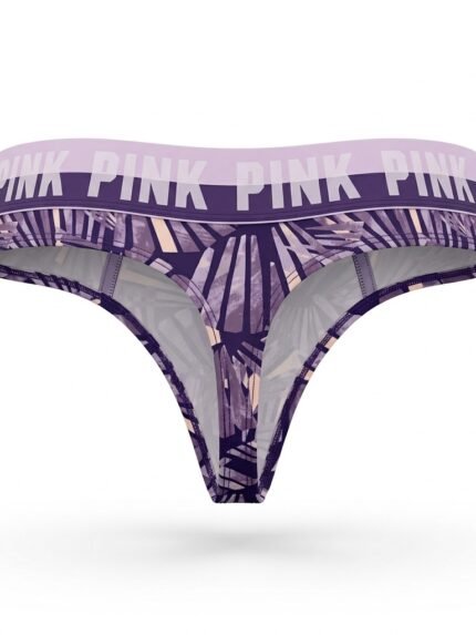 Calzón PINK estampado morado y cintura lila — M — fantasma espalda