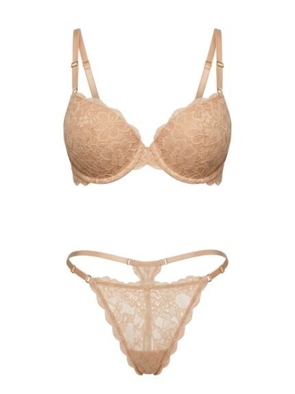 Conjunto nude de encaje — frente