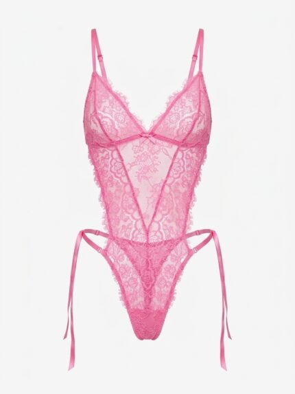 Body rosa de encaje — frente