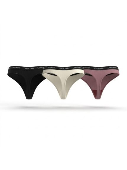 Pack de 3 calzones Calvin Klein negro, marfil y malva — S — fantasma frente
