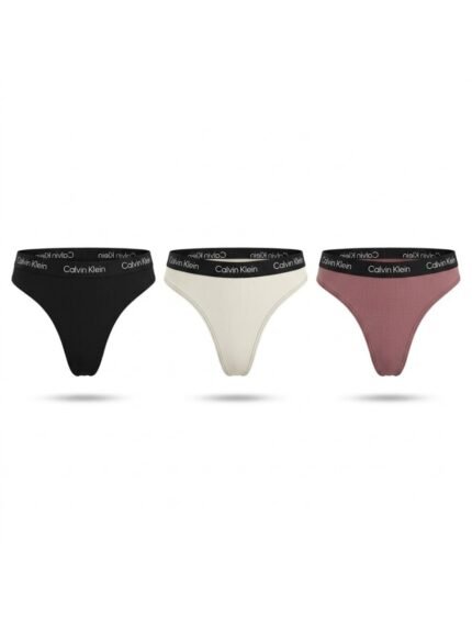 Pack de 3 calzones Calvin Klein negro, marfil y malva — S — fantasma espalda