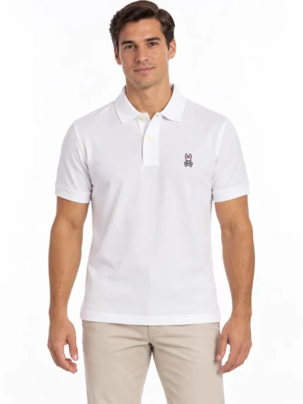 Camisero Psycho Bunny blanco clásico — frontal
