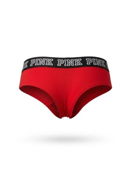 Calzón PINK rojo con cintura negra — S — fantasma frente