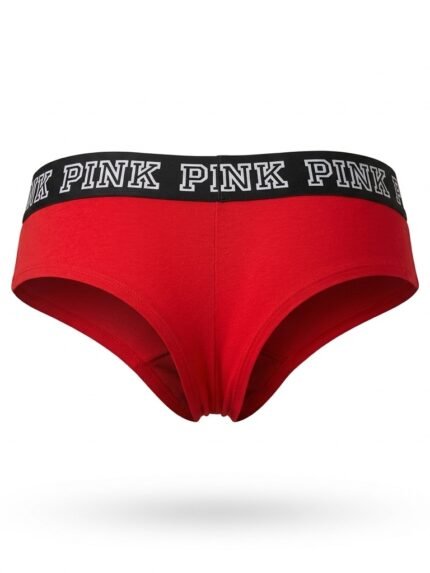 Calzón PINK rojo con cintura negra — S — fantasma frente