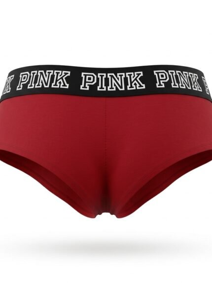 Calzón PINK rojo con cintura negra — S — fantasma espalda