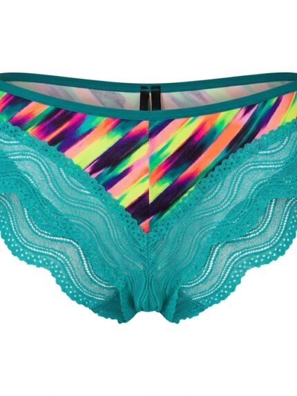 Calzón Multicolor con encaje turquesa — S — fantasma frente