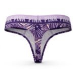 Calzón PINK tanga estampada con cintura lila — S — fantasma frente
