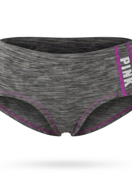 Calzón PINK gris con ribete morado — S — fantasma frente