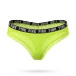 Calzón PINK tanga de encaje amarillo neón — S — fantasma frente