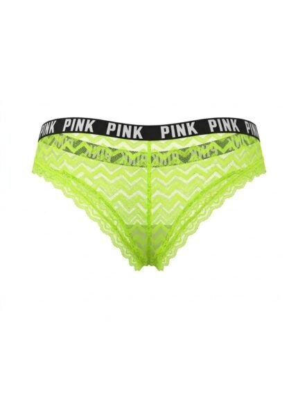 Calzón PINK tanga de encaje amarillo neón — S — fantasma espalda
