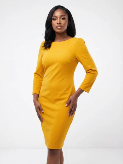 Vestido Amarillo Manga 3/4 — foto 1