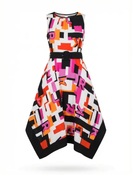Vestido Asimétrico Geométrico Multicolor — foto 2
