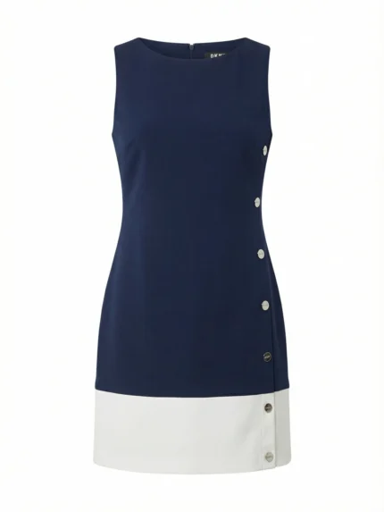 Vestido Azul Marino con Botones — foto 2