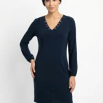 Vestido Azul Marino Manga Larga — foto 1