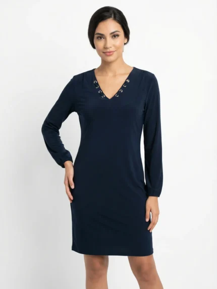 Vestido Azul Marino Manga Larga — foto 1