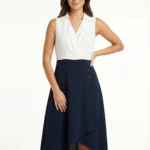 Vestido Bicolor Blanco y Azul Marino — foto 1